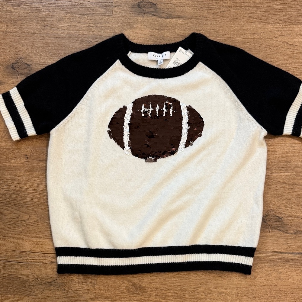 NWT Versona Sequined Football Tee